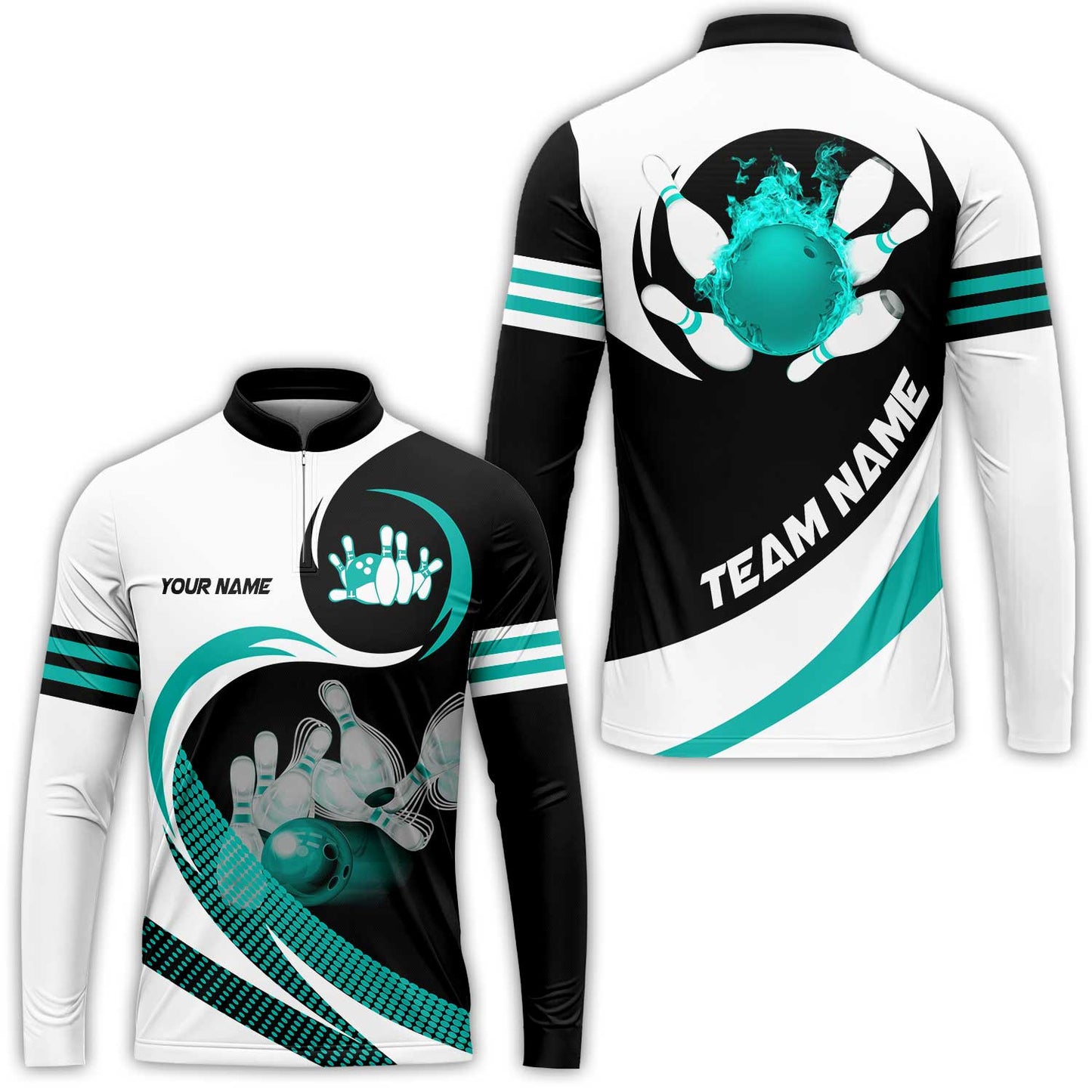 Custom Bowling Team Jersey Shirts, Custom Flame Ball Bowling Uniforms Unisex Polo, Multi Colors Personalized Name And Team Name