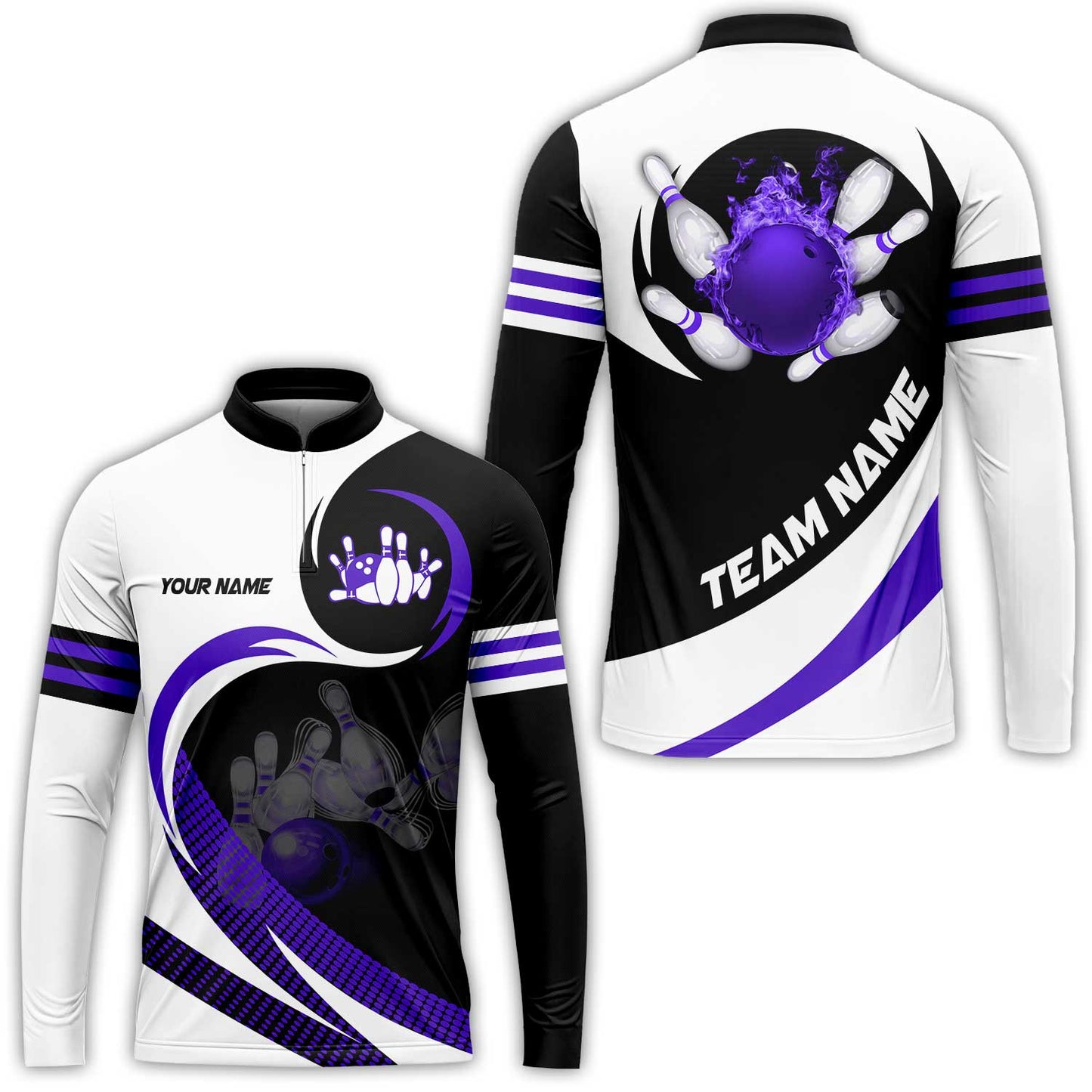 Custom Bowling Team Jersey Shirts, Custom Flame Ball Bowling Uniforms Unisex Polo, Multi Colors Personalized Name And Team Name