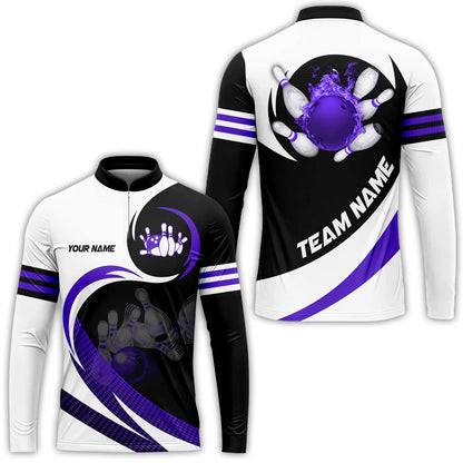 Custom Bowling Team Jersey Shirts, Custom Flame Ball Bowling Uniforms Unisex Polo, Multi Colors Personalized Name And Team Name