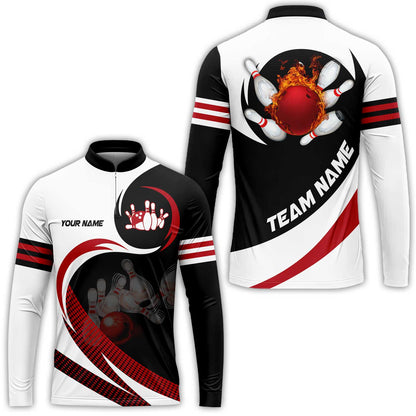 Custom Bowling Team Jersey Shirts, Custom Flame Ball Bowling Uniforms Unisex Polo, Multi Colors Personalized Name And Team Name