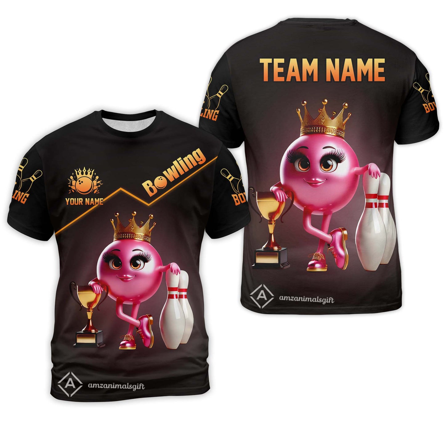 Customized Bowling Team T-Shirt King Of Bowling Fire, Custom Name And Team Name Bowling Shirt For Bowlers