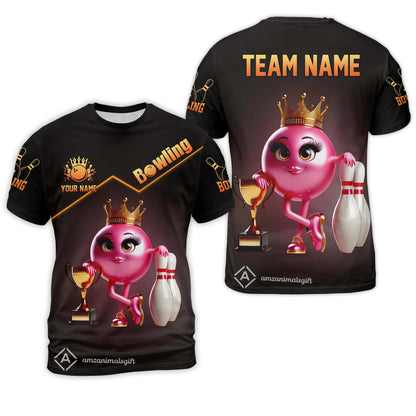 Customized Bowling Team T-Shirt King Of Bowling Fire, Custom Name And Team Name Bowling Shirt For Bowlers