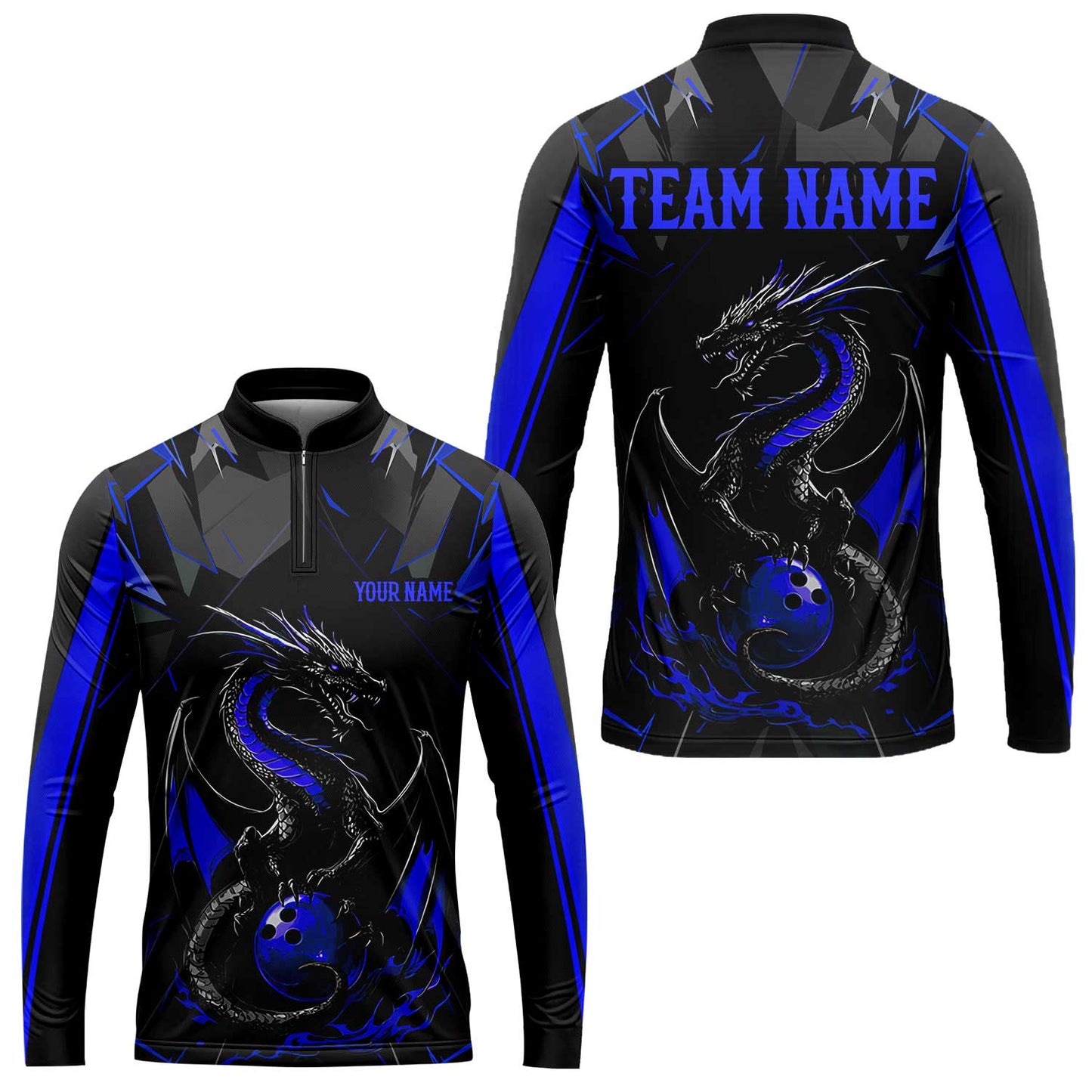 Custom Black Purple Dragon Bowling Team Jersey Polo Shirts, Dragon Bowling Team Uniforms Jerseys, Polo Shirt With Name And Team Name