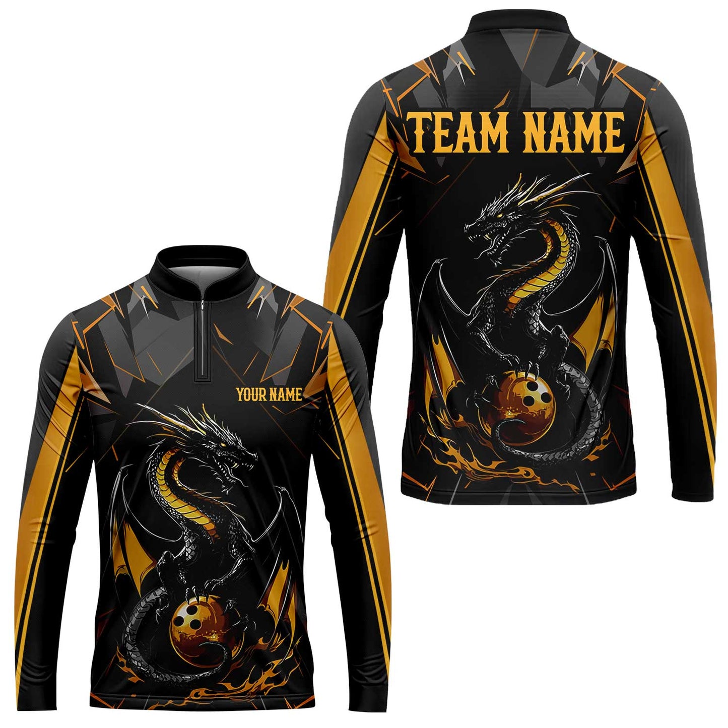 Custom Black Purple Dragon Bowling Team Jersey Polo Shirts, Dragon Bowling Team Uniforms Jerseys, Polo Shirt With Name And Team Name