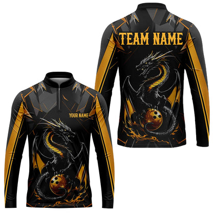 Custom Black Purple Dragon Bowling Team Jersey Polo Shirts, Dragon Bowling Team Uniforms Jerseys, Polo Shirt With Name And Team Name