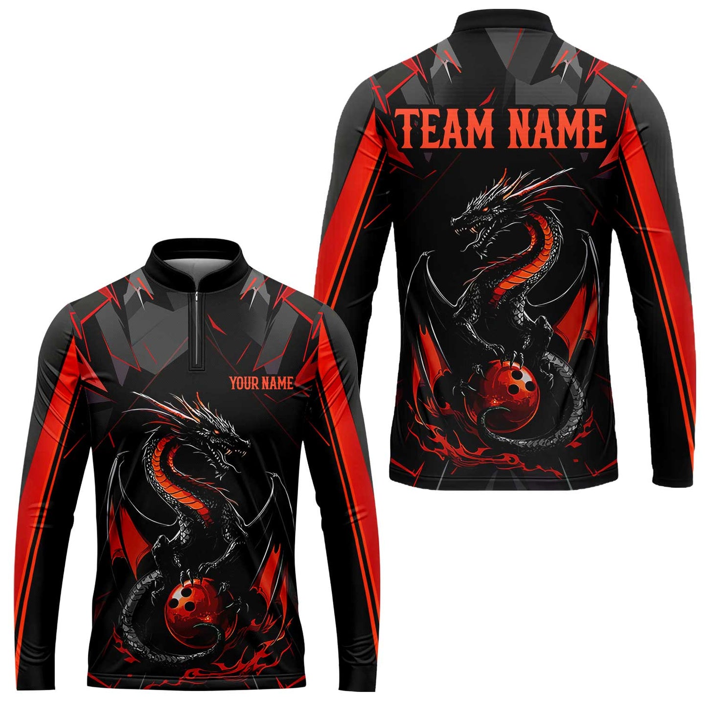Custom Black Purple Dragon Bowling Team Jersey Polo Shirts, Dragon Bowling Team Uniforms Jerseys, Polo Shirt With Name And Team Name