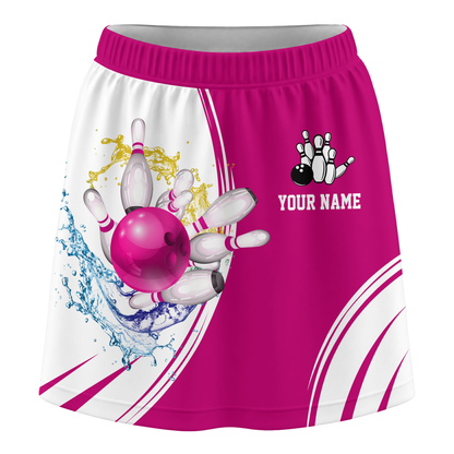 Personalized Bowling Trouser Skirts With Shorts Underneath, Bowling Skorts Multicolor With Pockets For Bowler, Bowling Teams