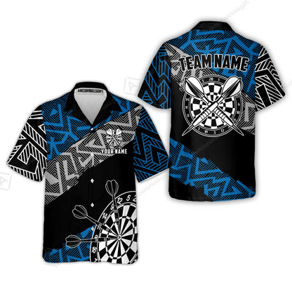 Custom Zig-Zag Pattern Darts Quarter-Zip Polo Shirts,  Custom Darts Team Jerseys Uniform, Personalized Name And Team Name