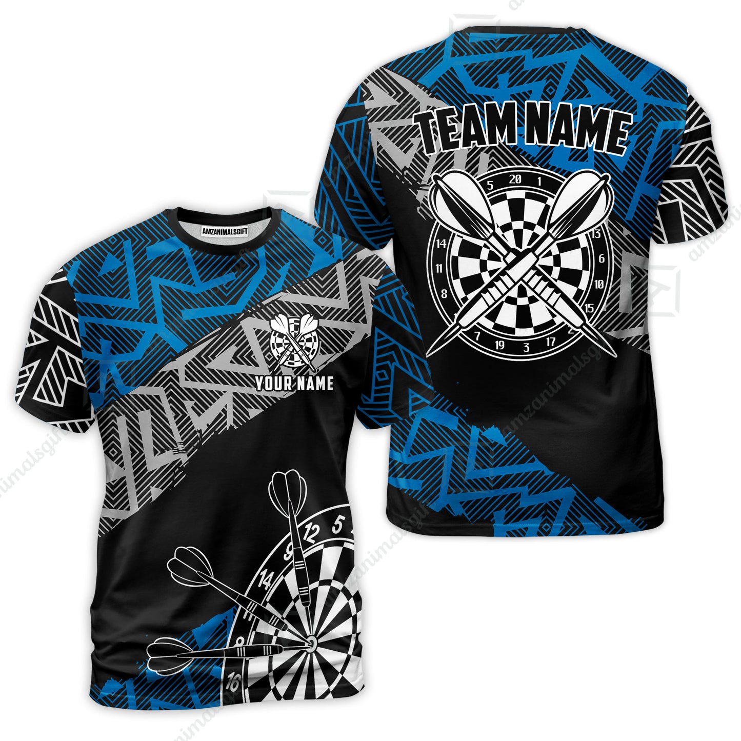 Custom Zig-Zag Pattern Darts Quarter-Zip Polo Shirts,  Custom Darts Team Jerseys Uniform, Personalized Name And Team Name