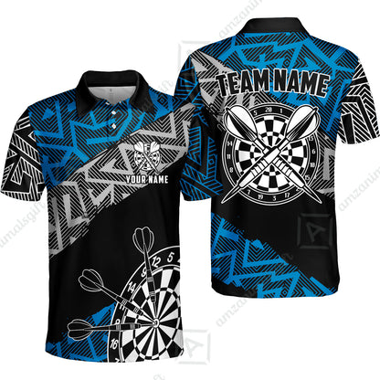 Custom Zig-Zag Pattern Darts Quarter-Zip Polo Shirts,  Custom Darts Team Jerseys Uniform, Personalized Name And Team Name