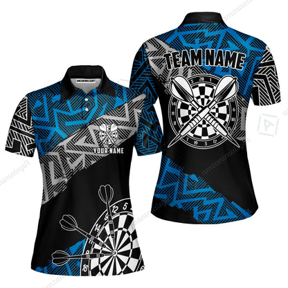 Custom Zig-Zag Pattern Darts Quarter-Zip Polo Shirts,  Custom Darts Team Jerseys Uniform, Personalized Name And Team Name