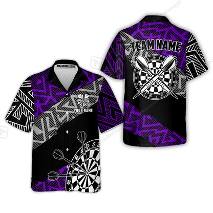 Custom Zig-Zag Pattern Darts Quarter-Zip Polo Shirts,  Custom Darts Team Jerseys Uniform, Personalized Name And Team Name