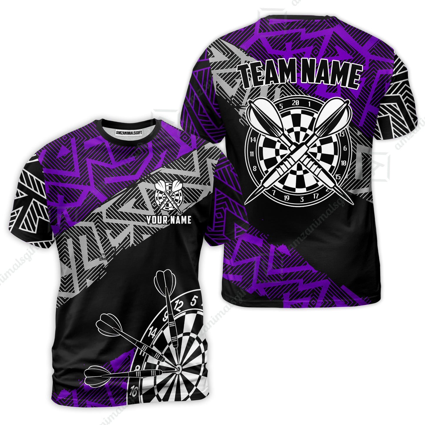 Custom Zig-Zag Pattern Darts Quarter-Zip Polo Shirts,  Custom Darts Team Jerseys Uniform, Personalized Name And Team Name