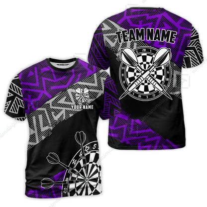 Custom Zig-Zag Pattern Darts Quarter-Zip Polo Shirts,  Custom Darts Team Jerseys Uniform, Personalized Name And Team Name