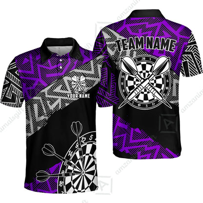 Custom Zig-Zag Pattern Darts Quarter-Zip Polo Shirts,  Custom Darts Team Jerseys Uniform, Personalized Name And Team Name