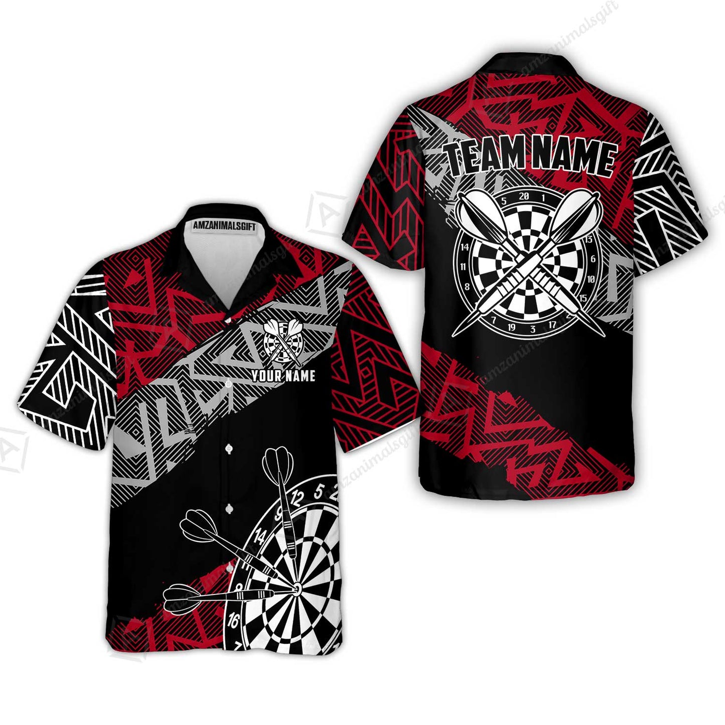 Custom Zig-Zag Pattern Darts Quarter-Zip Polo Shirts,  Custom Darts Team Jerseys Uniform, Personalized Name And Team Name