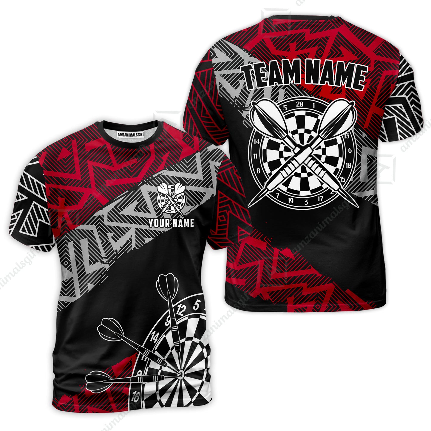 Custom Zig-Zag Pattern Darts Quarter-Zip Polo Shirts,  Custom Darts Team Jerseys Uniform, Personalized Name And Team Name