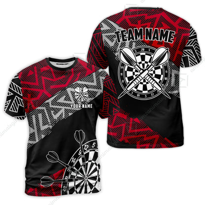 Custom Zig-Zag Pattern Darts Quarter-Zip Polo Shirts,  Custom Darts Team Jerseys Uniform, Personalized Name And Team Name