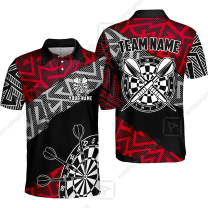 Custom Zig-Zag Pattern Darts Quarter-Zip Polo Shirts,  Custom Darts Team Jerseys Uniform, Personalized Name And Team Name