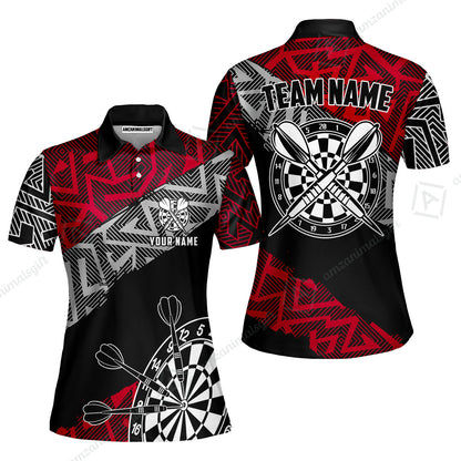 Custom Zig-Zag Pattern Darts Quarter-Zip Polo Shirts,  Custom Darts Team Jerseys Uniform, Personalized Name And Team Name