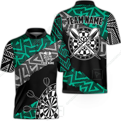 Custom Zig-Zag Pattern Darts Quarter-Zip Polo Shirts,  Custom Darts Team Jerseys Uniform, Personalized Name And Team Name