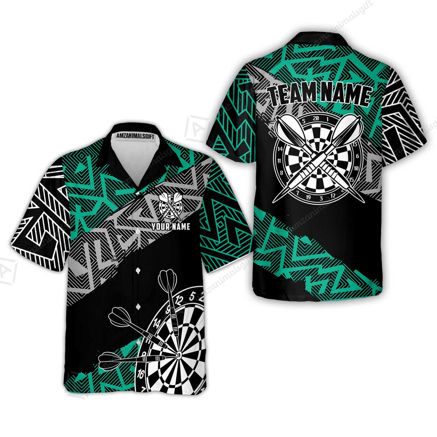 Custom Zig-Zag Pattern Darts Quarter-Zip Polo Shirts,  Custom Darts Team Jerseys Uniform, Personalized Name And Team Name