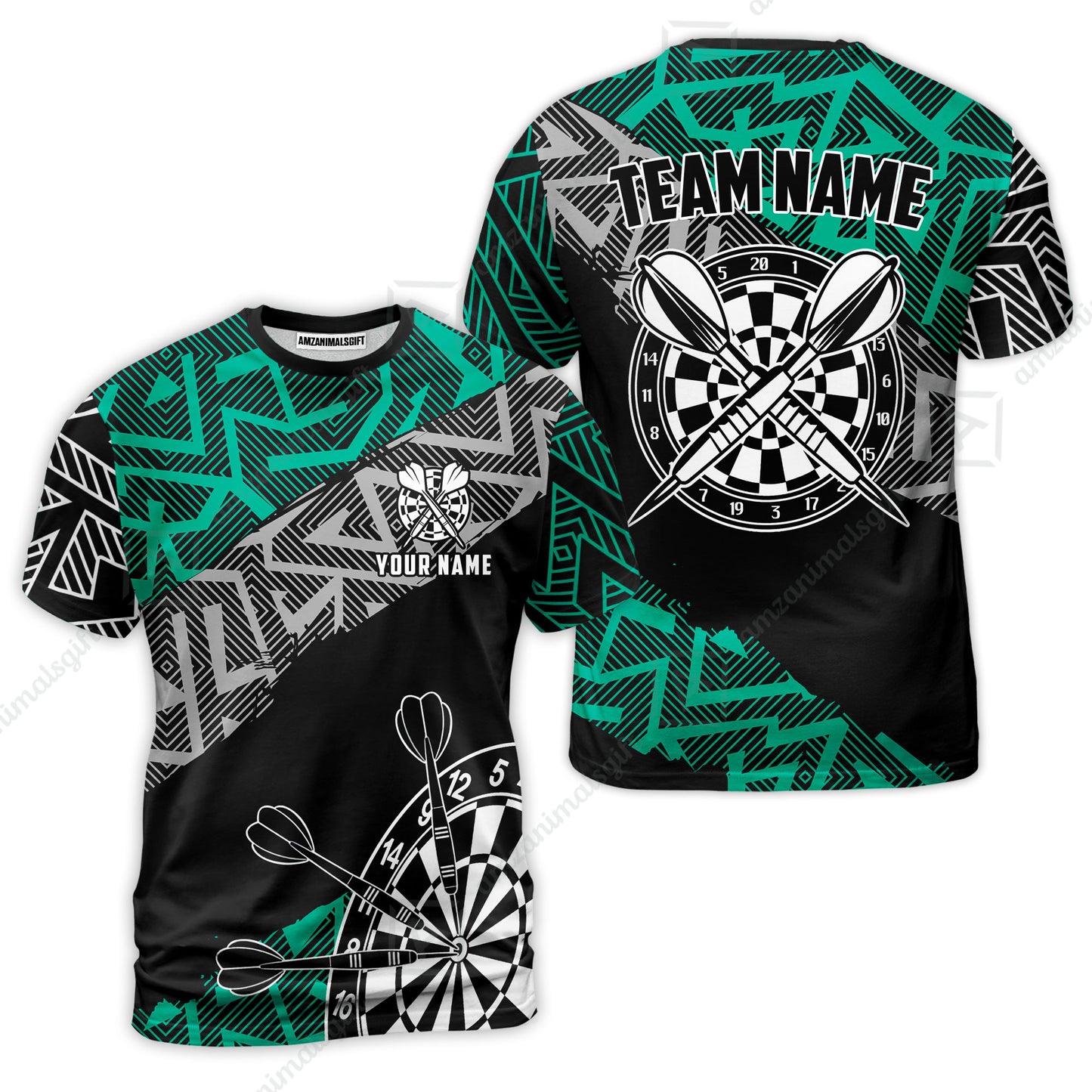 Custom Zig-Zag Pattern Darts Quarter-Zip Polo Shirts,  Custom Darts Team Jerseys Uniform, Personalized Name And Team Name