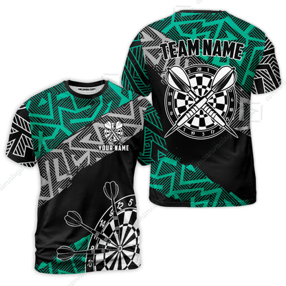 Custom Zig-Zag Pattern Darts Quarter-Zip Polo Shirts,  Custom Darts Team Jerseys Uniform, Personalized Name And Team Name