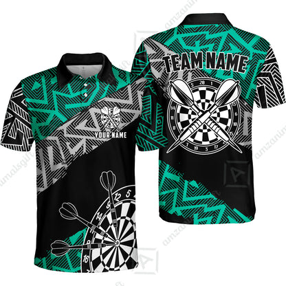 Custom Zig-Zag Pattern Darts Quarter-Zip Polo Shirts,  Custom Darts Team Jerseys Uniform, Personalized Name And Team Name