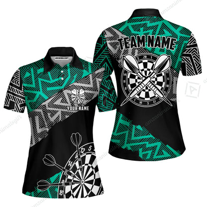 Custom Zig-Zag Pattern Darts Quarter-Zip Polo Shirts,  Custom Darts Team Jerseys Uniform, Personalized Name And Team Name