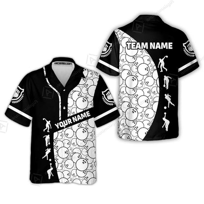 Custom Bowling Team Jerseys Polo Shirts, Bowling Pattern uniforms Ball & Pins Personalized Bowling Name And Team Name
