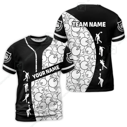 Custom Bowling Team Jerseys Polo Shirts, Bowling Pattern uniforms Ball & Pins Personalized Bowling Name And Team Name
