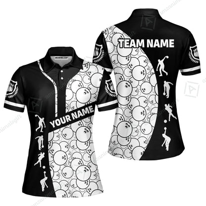 Custom Bowling Team Jerseys Polo Shirts, Bowling Pattern uniforms Ball & Pins Personalized Bowling Name And Team Name