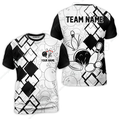 Custom Bowling Team Jersey League Bowling Unisex Polo Shirts, Bowling uniforms Ball & Pins Personalized Bowling Name And Team Name
