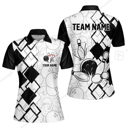 Custom Bowling Team Jersey League Bowling Unisex Polo Shirts, Bowling uniforms Ball & Pins Personalized Bowling Name And Team Name