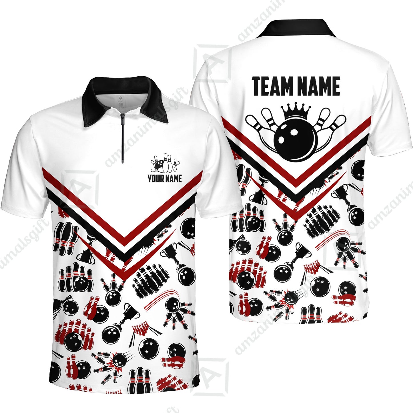 Custom Bowling Strike Bowling Pattern Team Unisex Polo Shirts, Customize your very own unique bowling uniforms jersey designs