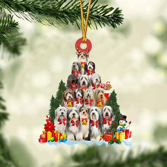 Bearded Collie Acrylic Christmas Ornament, Bearded Collie Dog Christmas Tree & Gift Acrylic Ornament for Dog Lover, Christmas