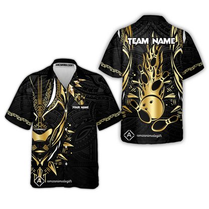 Custom Black Bowling Team Jersey, Panther Forever Bowling Jersey Multicolor Polo Quarter-Zip Shirts, Custom Bowling Uniforms Jerseys