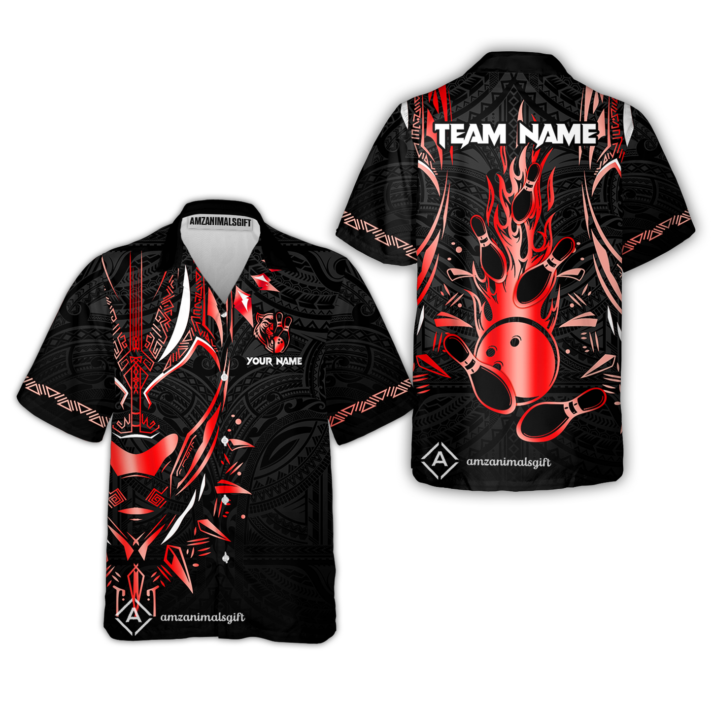 Custom Black Bowling Team Jersey, Panther Forever Bowling Jersey Multicolor Polo Quarter-Zip Shirts, Custom Bowling Uniforms Jerseys