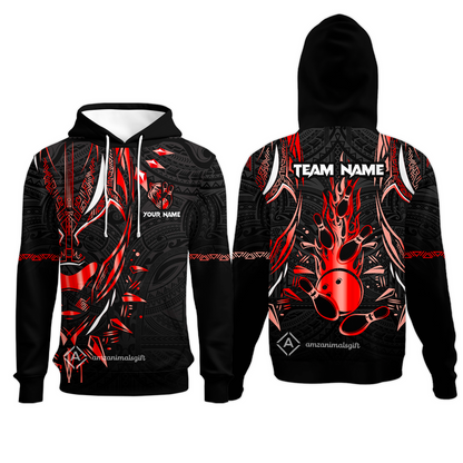 Custom Black Bowling Team Jersey, Panther Forever Bowling Jersey Multicolor Polo Quarter-Zip Shirts, Custom Bowling Uniforms Jerseys