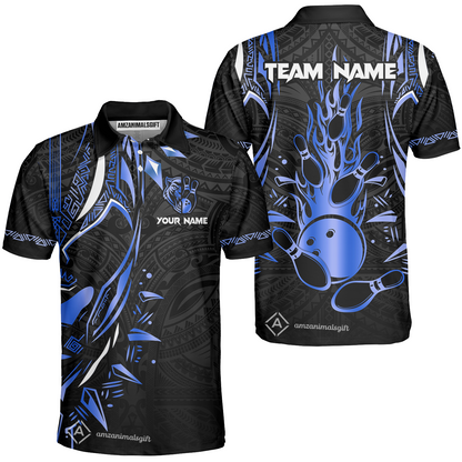 Custom Black Bowling Team Jersey, Panther Forever Bowling Jersey Multicolor Polo Quarter-Zip Shirts, Custom Bowling Uniforms Jerseys