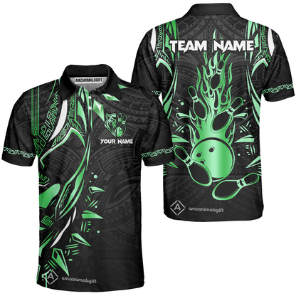 Custom Black Bowling Team Jersey, Panther Forever Bowling Jersey Multicolor Polo Quarter-Zip Shirts, Custom Bowling Uniforms Jerseys