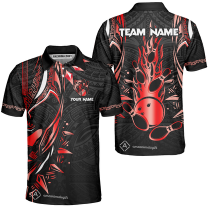 Custom Black Bowling Team Jersey, Panther Forever Bowling Jersey Multicolor Polo Quarter-Zip Shirts, Custom Bowling Uniforms Jerseys