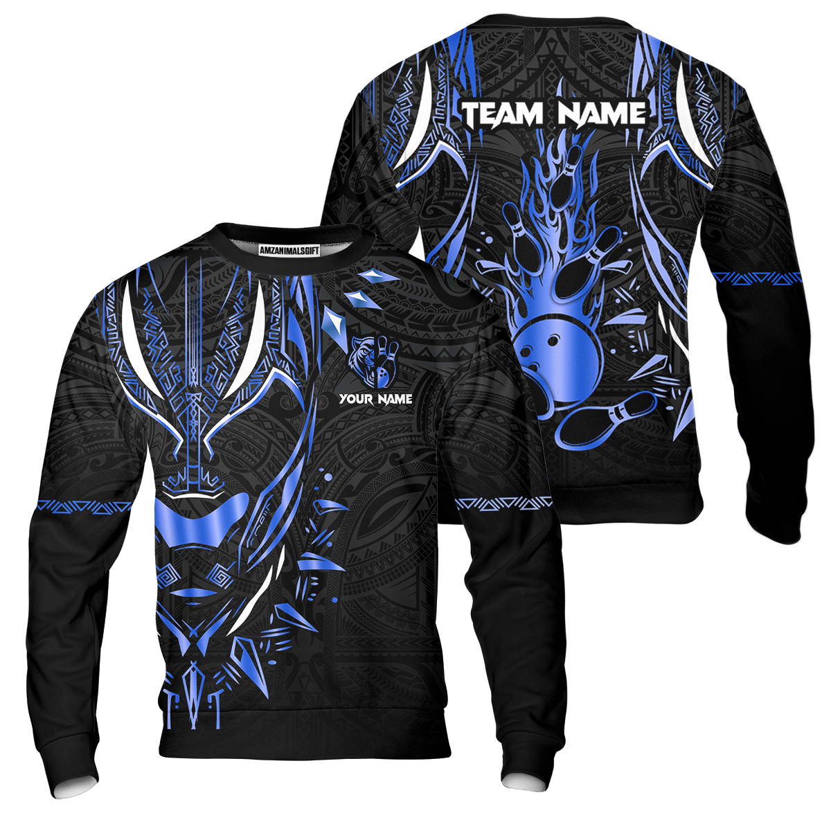 Custom Black Bowling Team Jersey, Panther Forever Bowling Jersey Multicolor Polo Quarter-Zip Shirts, Custom Bowling Uniforms Jerseys