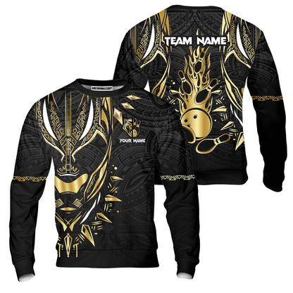 Custom Black Bowling Team Jersey, Panther Forever Bowling Jersey Multicolor Polo Quarter-Zip Shirts, Custom Bowling Uniforms Jerseys