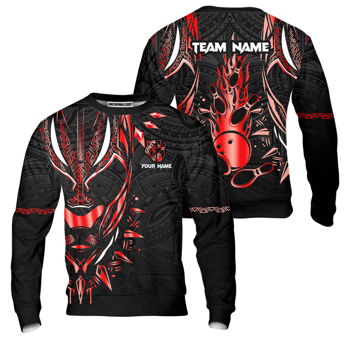 Custom Black Bowling Team Jersey, Panther Forever Bowling Jersey Multicolor Polo Quarter-Zip Shirts, Custom Bowling Uniforms Jerseys