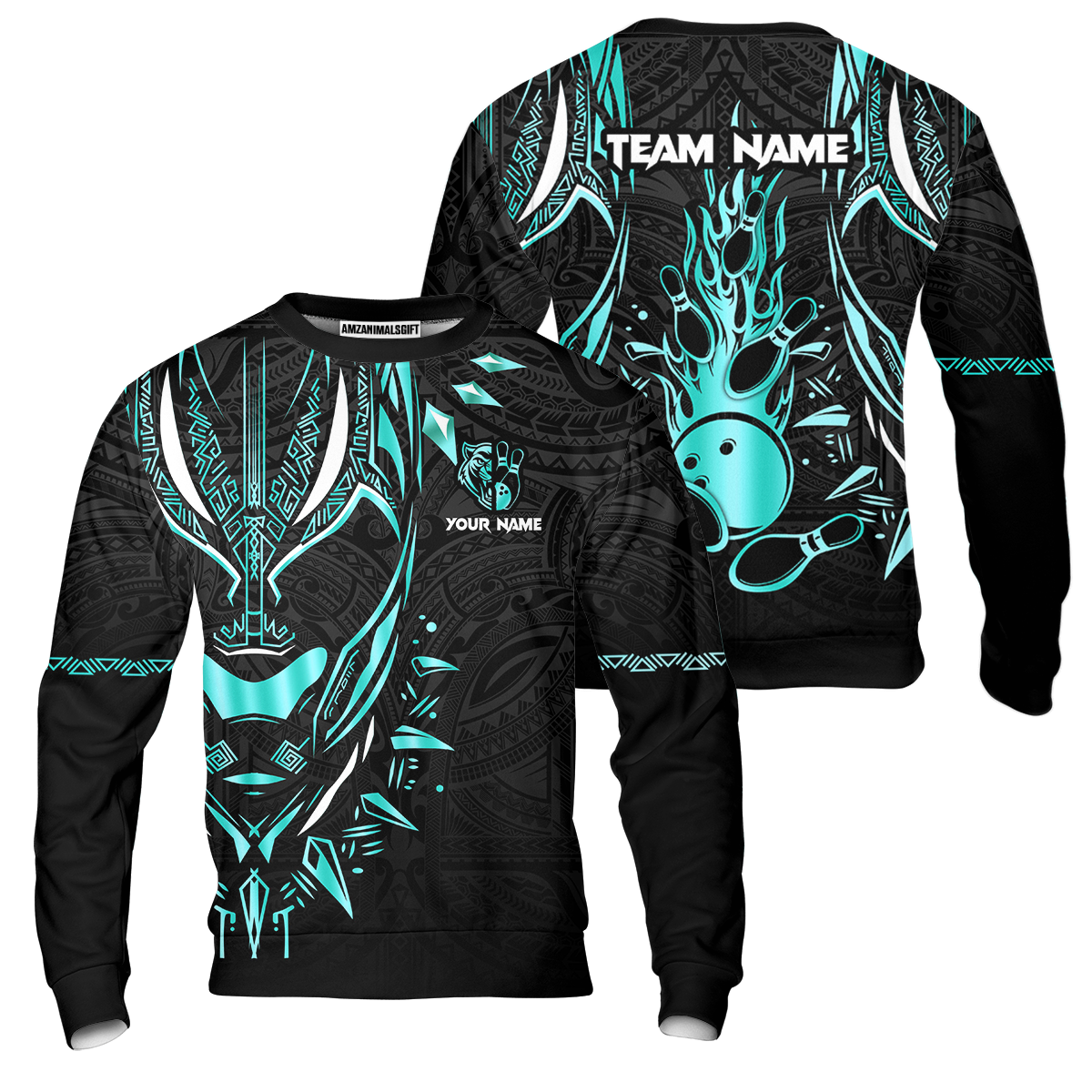 Custom Black Bowling Team Jersey, Panther Forever Bowling Jersey Multicolor Polo Quarter-Zip Shirts, Custom Bowling Uniforms Jerseys