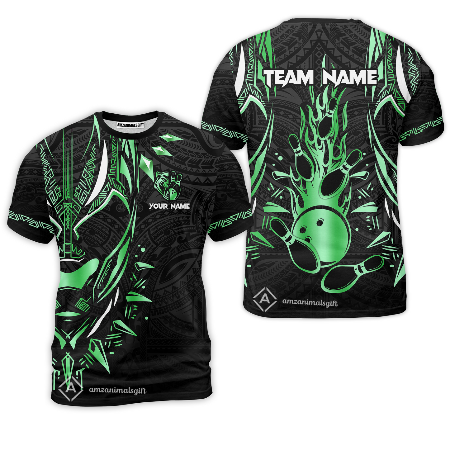 Custom Black Bowling Team Jersey, Panther Forever Bowling Jersey Multicolor Polo Quarter-Zip Shirts, Custom Bowling Uniforms Jerseys