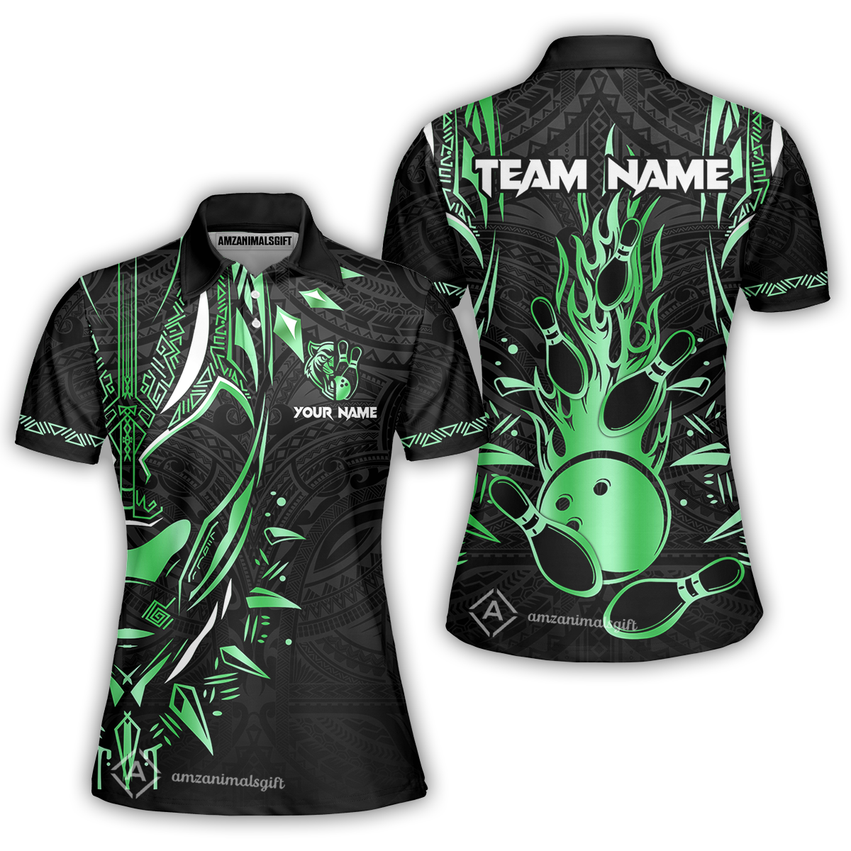 Custom Black Bowling Team Jersey, Panther Forever Bowling Jersey Multicolor Polo Quarter-Zip Shirts, Custom Bowling Uniforms Jerseys