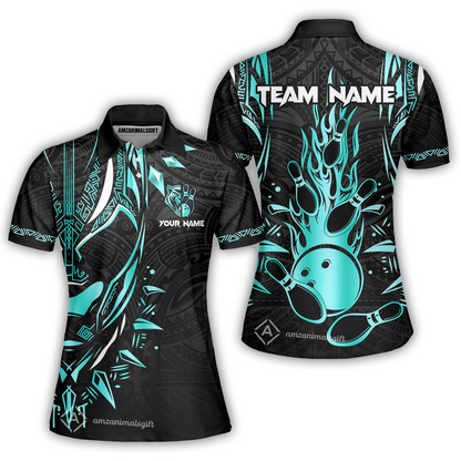 Custom Black Bowling Team Jersey, Panther Forever Bowling Jersey Multicolor Polo Quarter-Zip Shirts, Custom Bowling Uniforms Jerseys